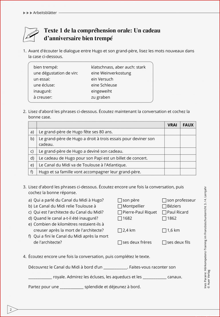 Sekundarstufe Unterrichtsmaterial Französisch Hörverstehen