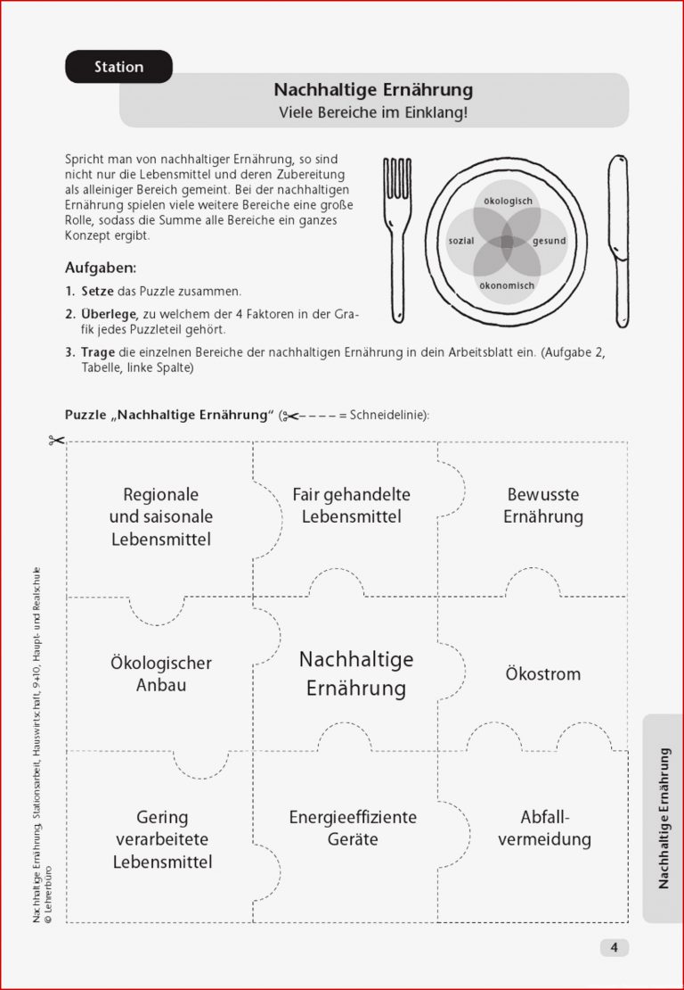 Sekundarstufe Unterrichtsmaterial Hauswirtschaft