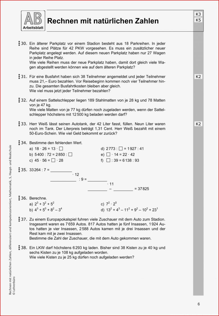 Sekundarstufe Unterrichtsmaterial Mathematik Grundrechenarten