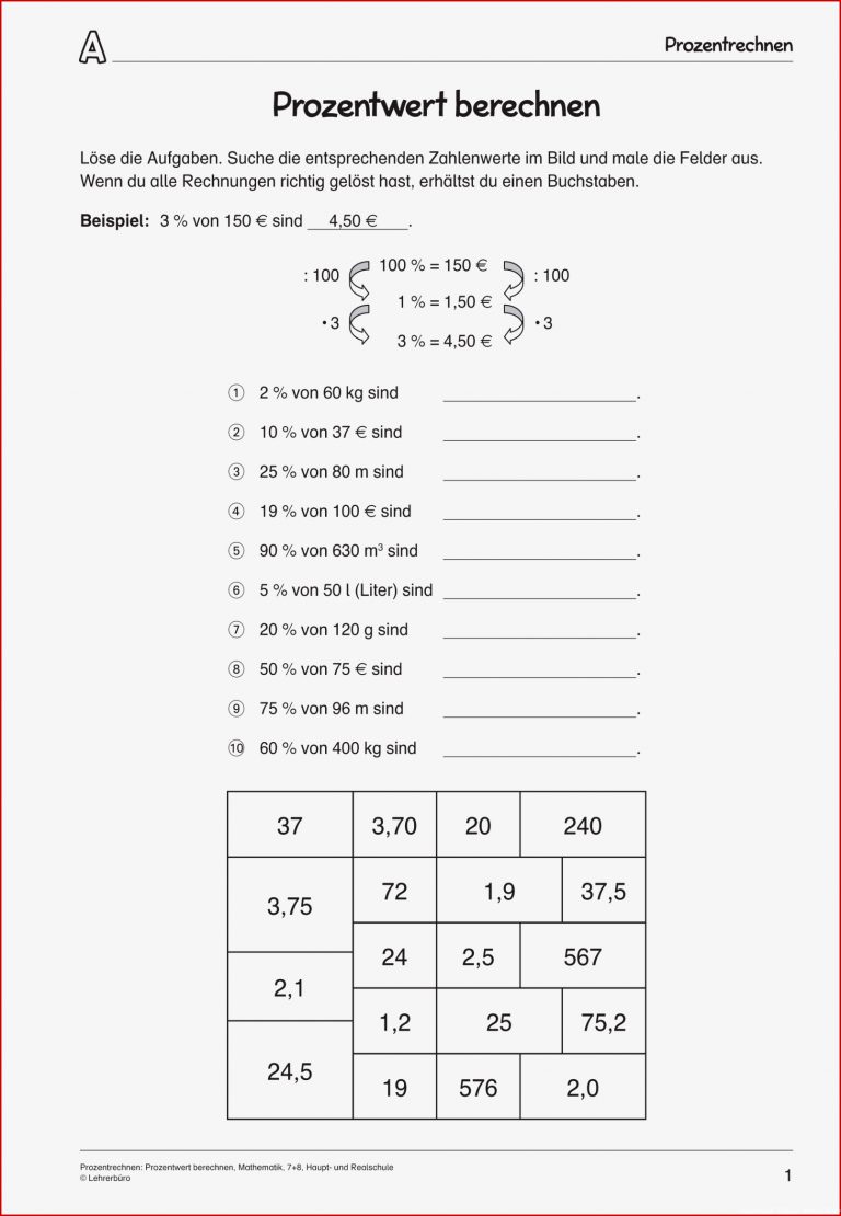 Sekundarstufe Unterrichtsmaterial Mathematik Prozent- und Zinsrechnung