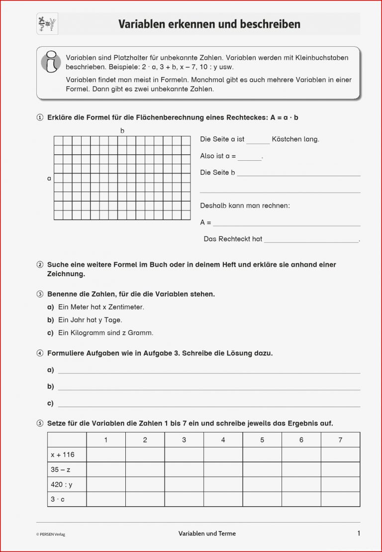 Sekundarstufe Unterrichtsmaterial Mathematik Terme und