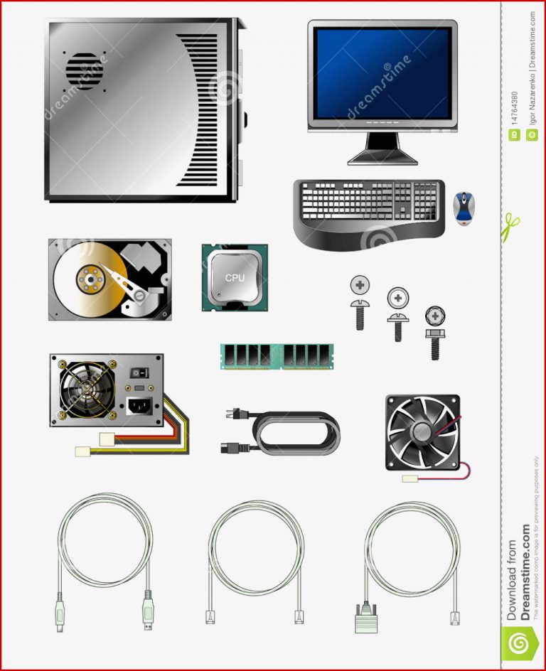 Set Verschiedene puterteile Und zubehör Vektor