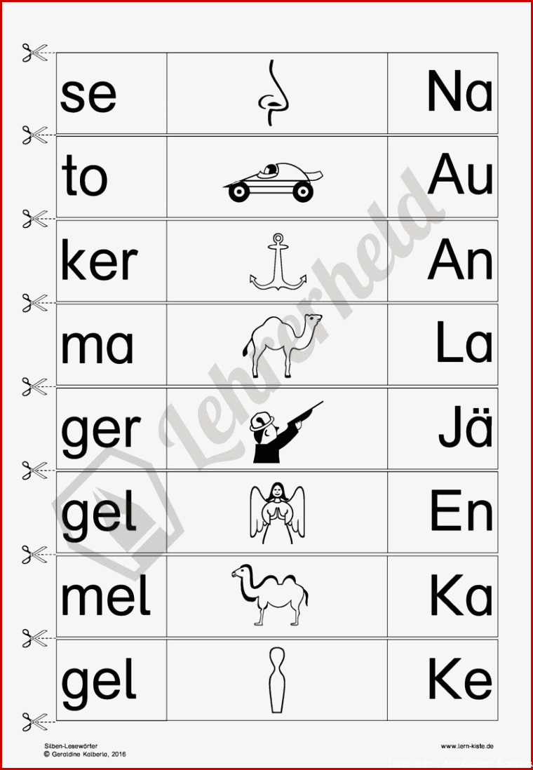 Silben Lesen Arbeitsblätter Kostenlos kinderbilder