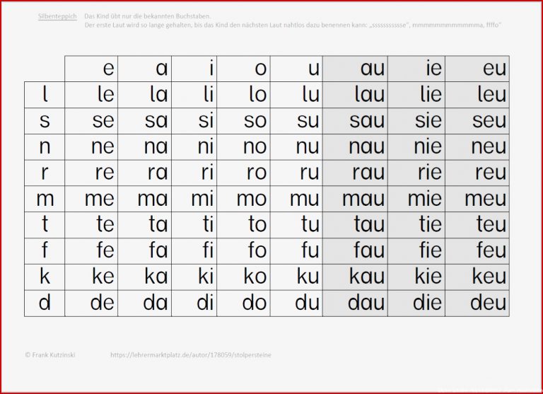 Silbenteppiche Silben Lesen Arbeitsblätter Zum Ausdrucken