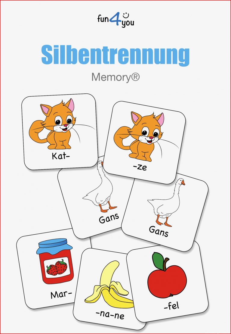 Silbentrennung Memory – Unterrichtsmaterial im Fach