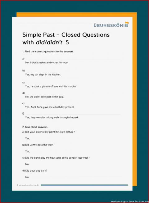 Simple Past Übungen Arbeitsblätter
 Simple Past Kostenlose Arbeitsblätter Und Unterrichtsmaterial