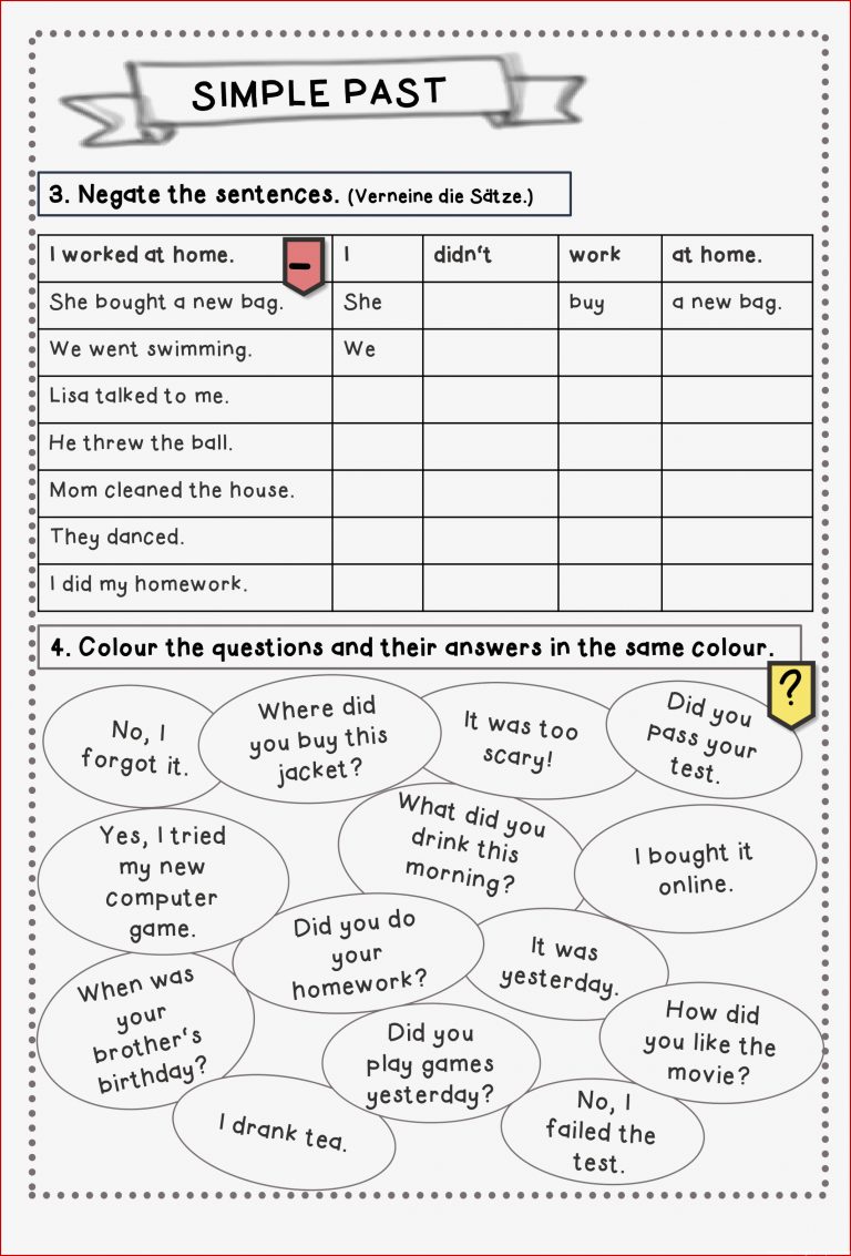 Simple Past Übungen – Unterrichtsmaterial Im Fach Englisch
