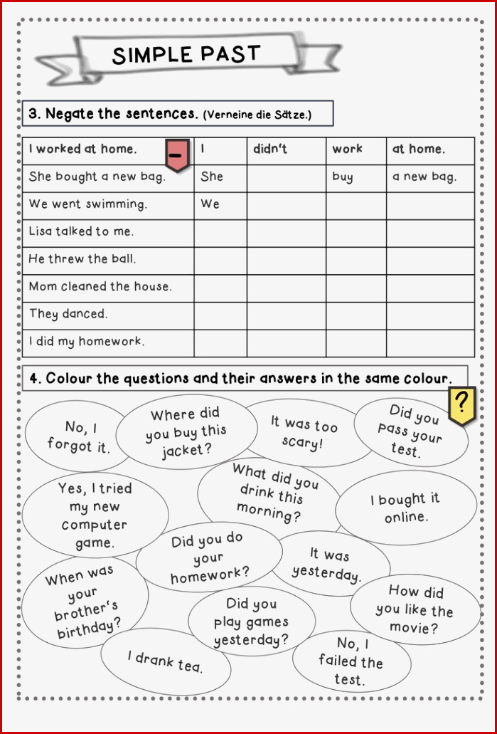 Simple Past Übungen – Unterrichtsmaterial Im Fach Englisch