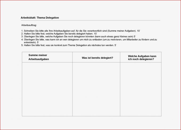 Skills Arbeitsblatt Thema Delegation