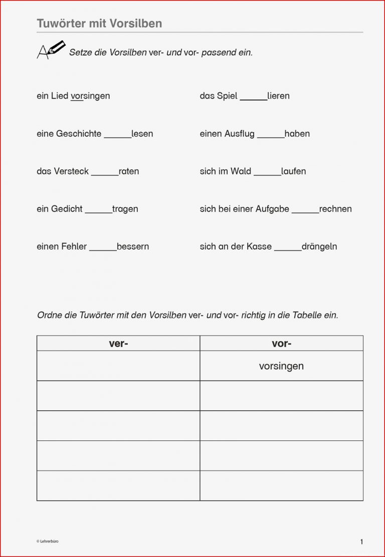 SoPäd Unterrichtsmaterial Deutsch Grammatik Verben mit