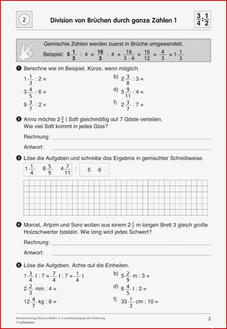 SoPäd Unterrichtsmaterial Mathematik Bruchrechnung