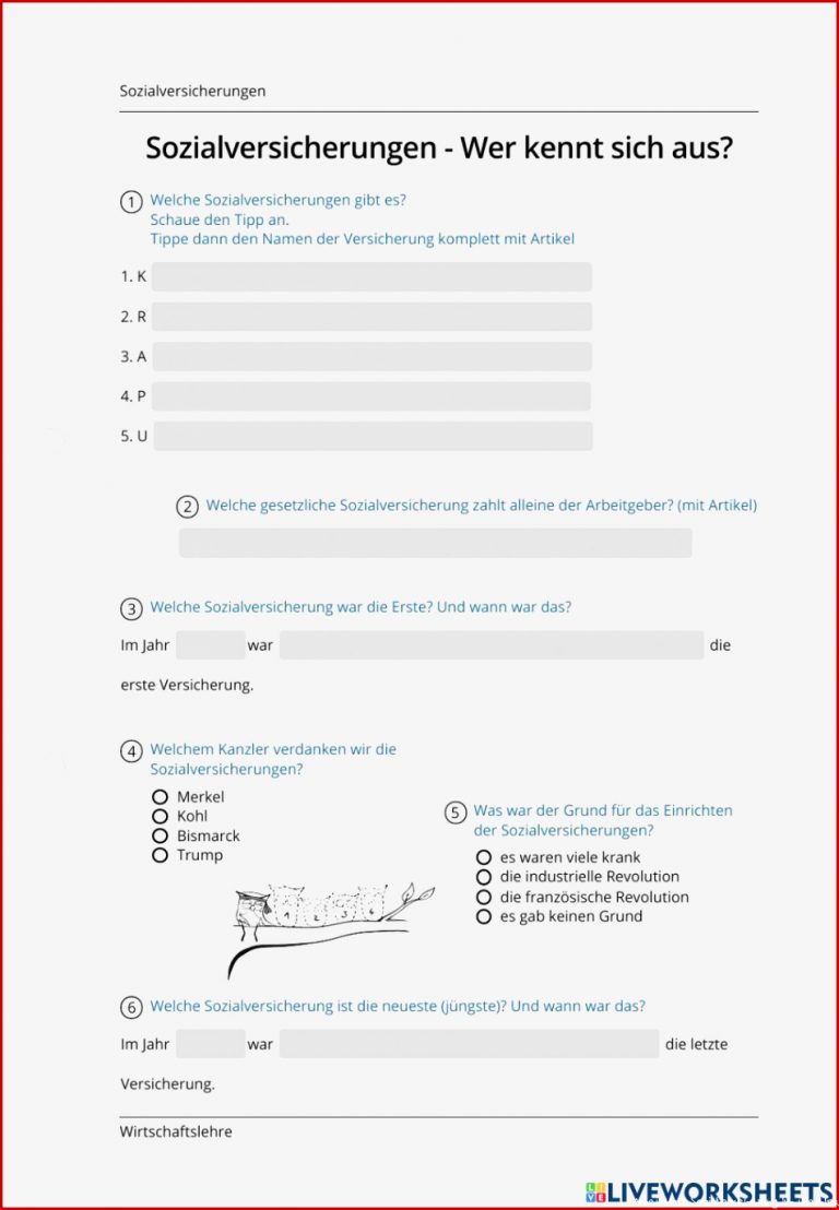 Sozialversicherungen (2) Interactive Worksheet