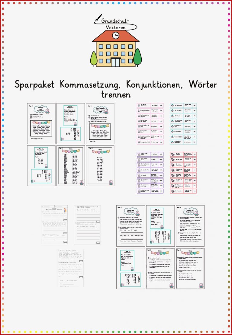 Sparpaket Kommasetzung Konjunktionen Wörter trennen