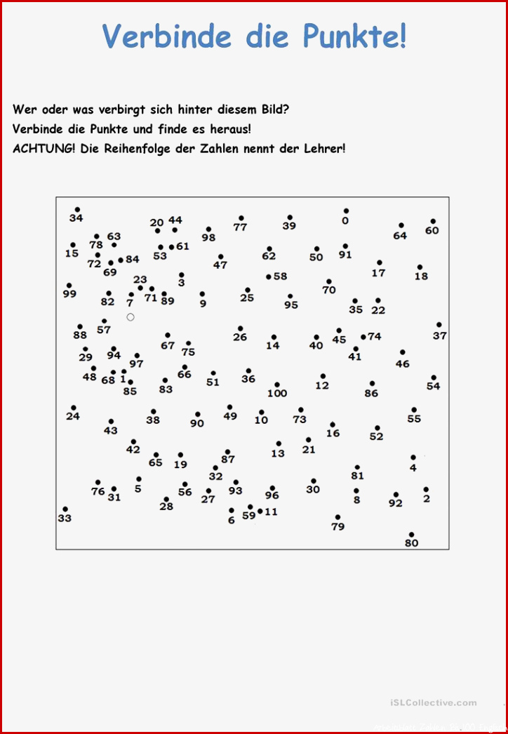 Spiele im Deutschunterricht Verbinde Punkte Zahlen