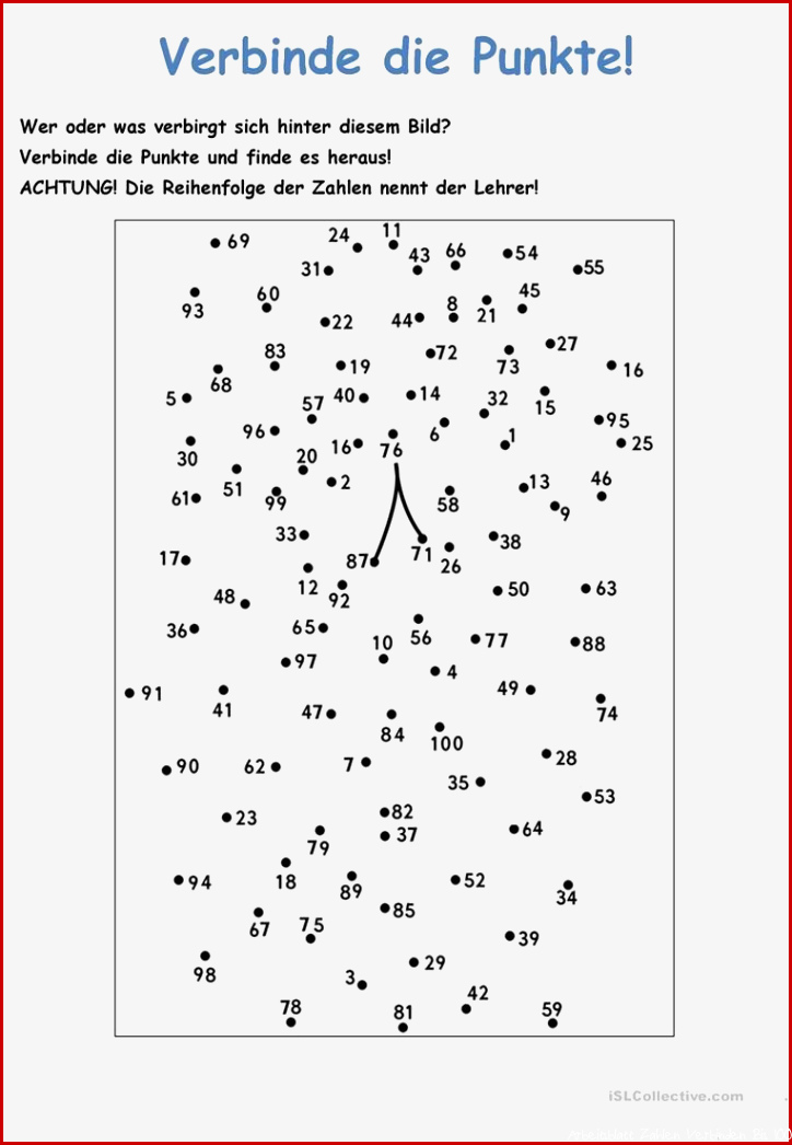 Spiele im Deutschunterricht Verbinde Punkte Zahlen