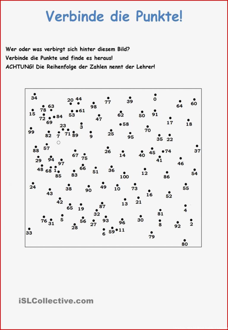 Spiele Im Deutschunterricht Verbinde Punkte Zahlen