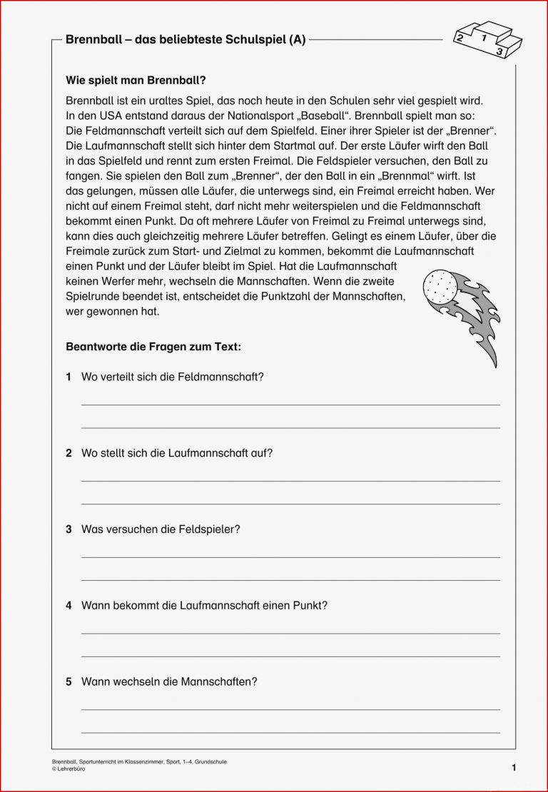 Sport · Arbeitsblätter · Grundschule · Lehrerbüro