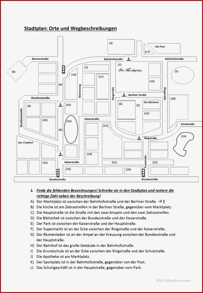 Stadtplan orte Und Wegbeschreibungen