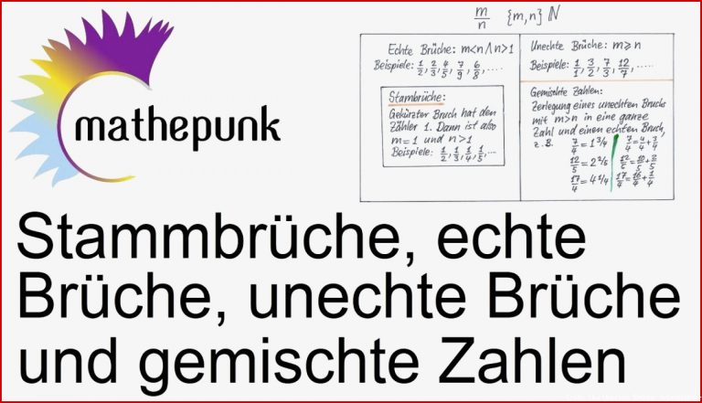 Stammbrüche echte Brüche unechte Brüche und gemischte