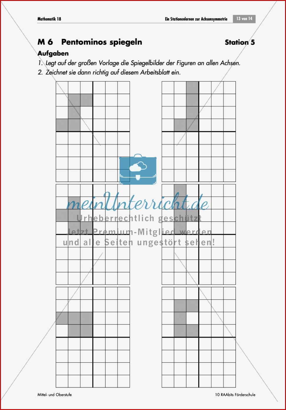 Stationenarbeit Zur Achsensymmetrie Meinunterricht