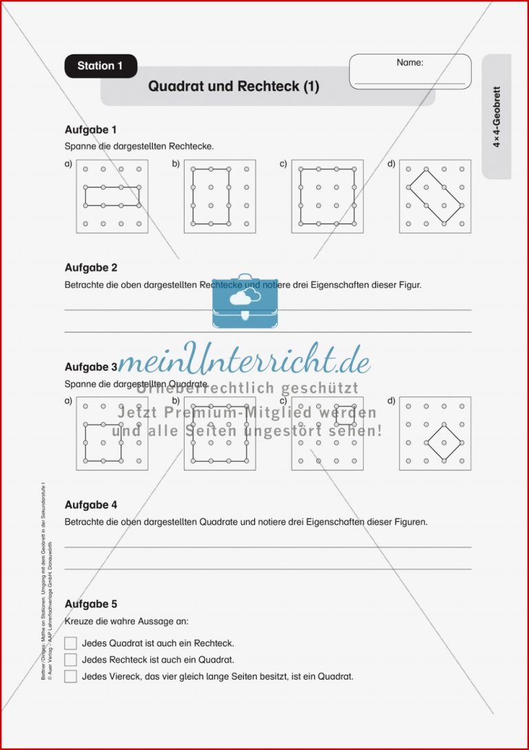 Stationenlernen am 4x4 Geobrett meinUnterricht