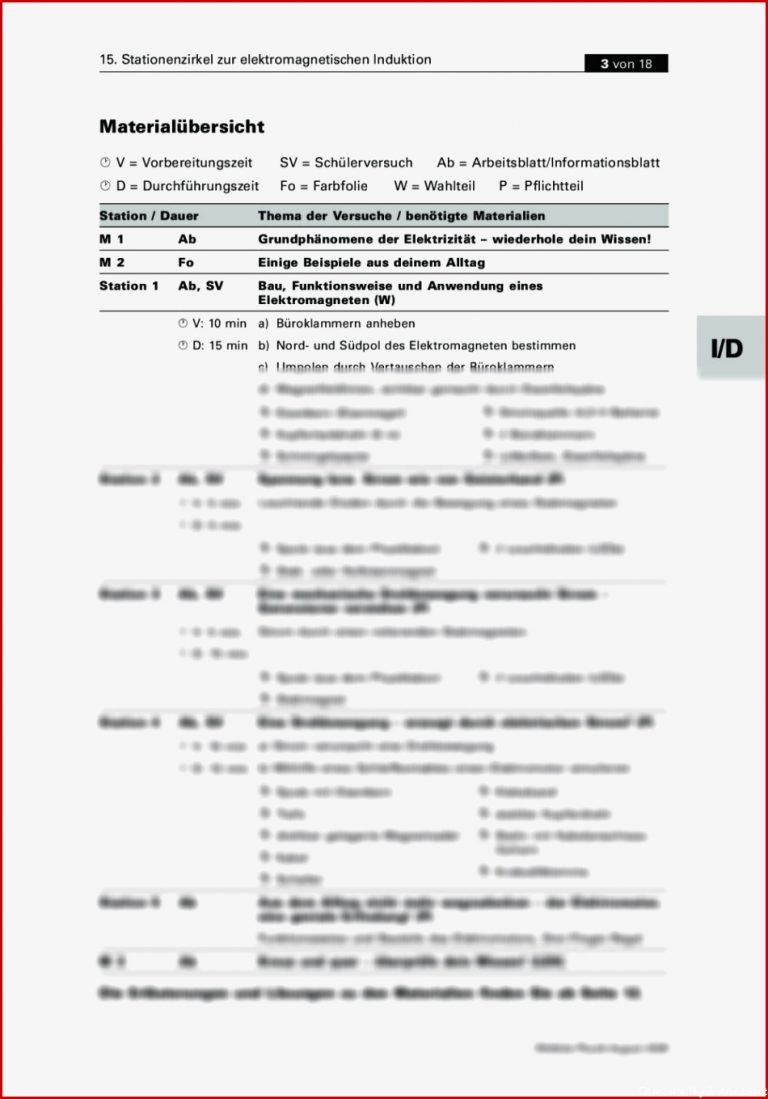 Stationenzirkel Zur Elektromagnetischen Induktion – Den