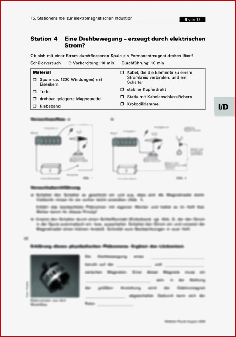 Stationenzirkel Zur Elektromagnetischen Induktion – Den