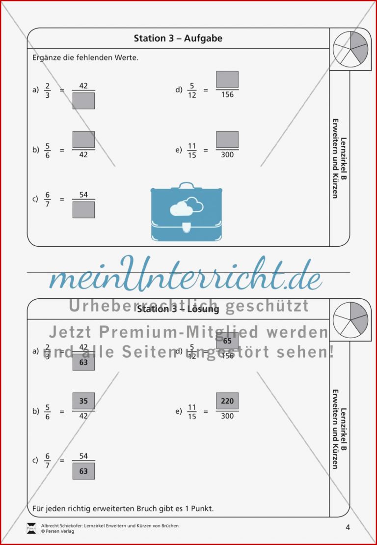 Stationsarbeit Brüche erweitern und kürzen