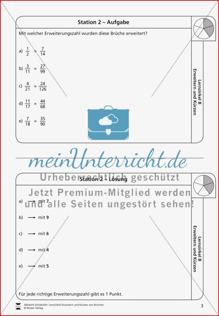 Stationsarbeit Brüche Erweitern Und Kürzen