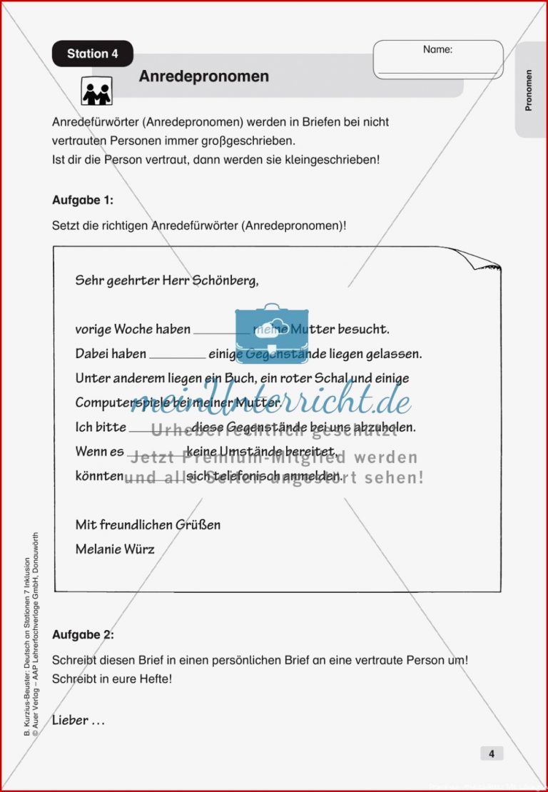 Stationsarbeit Inklusion Pronomen Meinunterricht