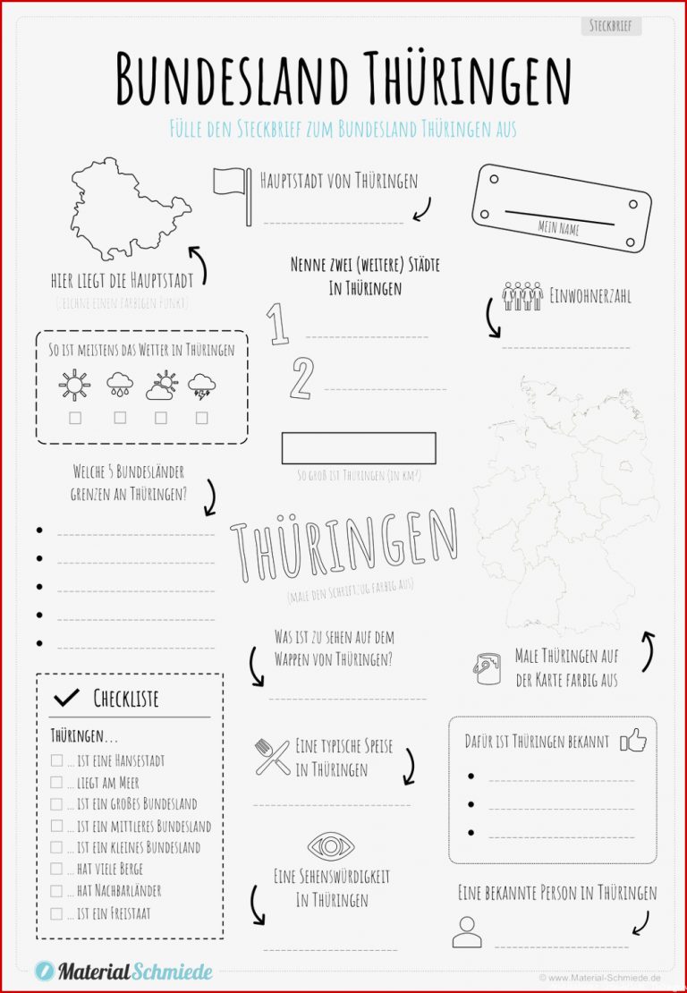 Steckbrief Bundesland Thüringen – Unterrichtsmaterial in zum Herunterladen Steckbrief Bundesland Thüringen – Unterrichtsmaterial in
