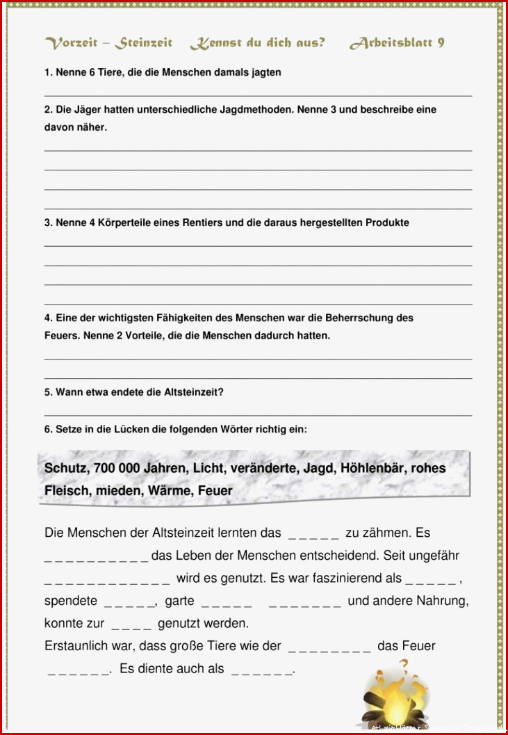 Steinzeit Arbeitsblätter 5 Klasse Worksheets