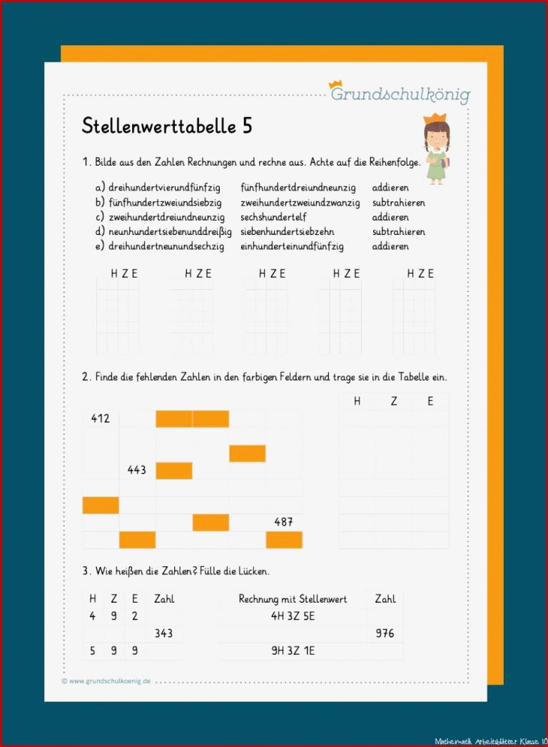 Stellenwerttabelle Im Zahlenraum 1 000