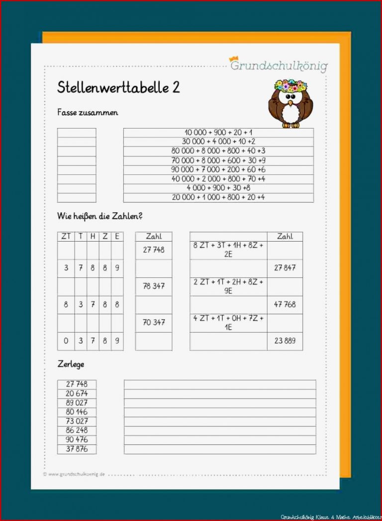 Stellenwerttabelle Und Zahlenstrahl Im Zahlenraum 100 000