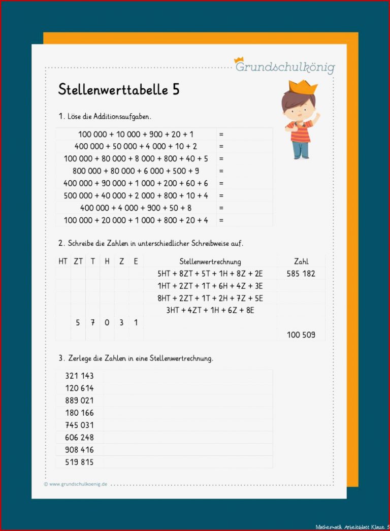 Stellenwerttabelle Zahlenstrahl