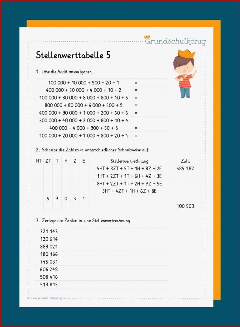 Stellenwerttabelle Zahlenstrahl