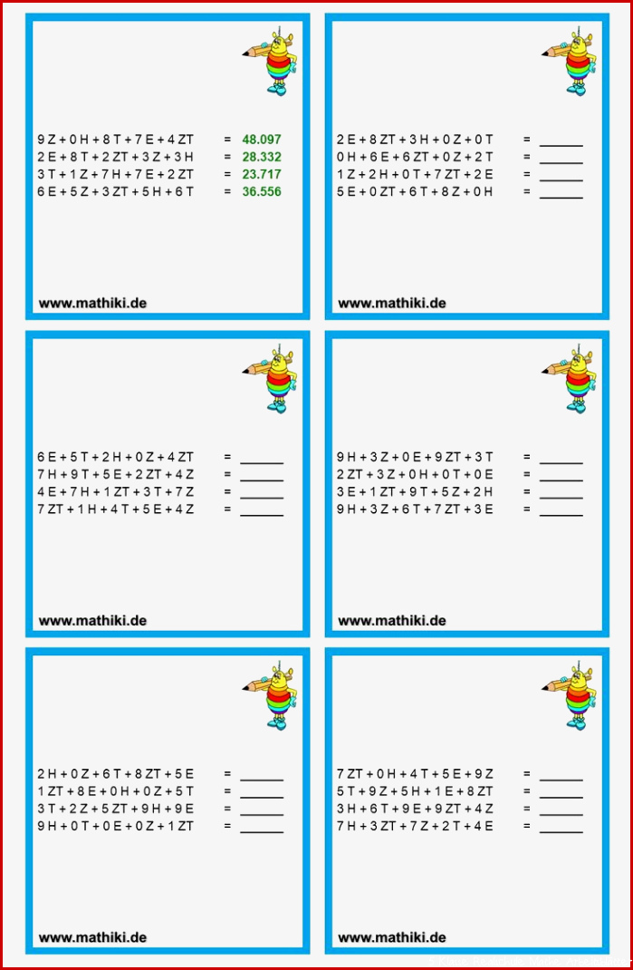 Stellenwerttafel Addition Klasse 5 6 mathiki