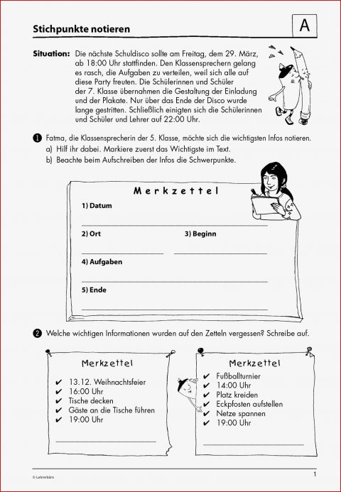 Stichpunkte Schreiben Grundschule