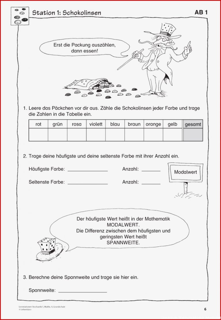 Stochastik · Arbeitsblätter · Grundschule · Lehrerbüro