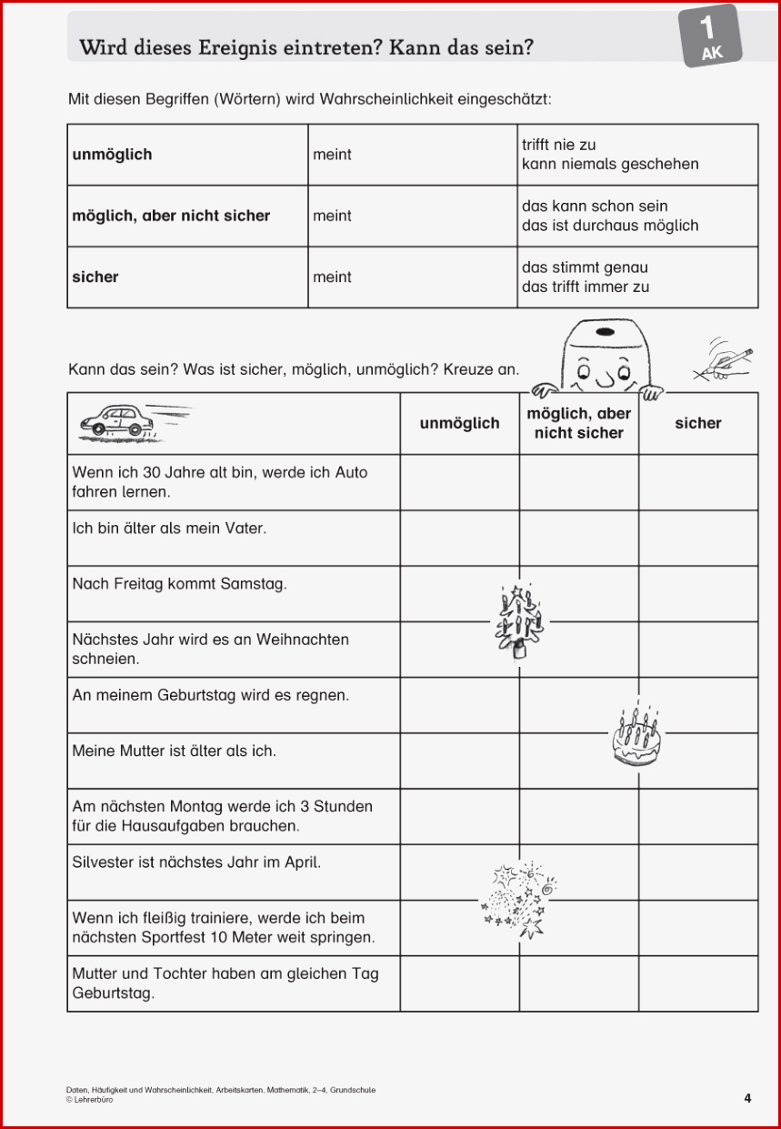 Stochastik · Arbeitsblätter · Grundschule · Lehrerbüro