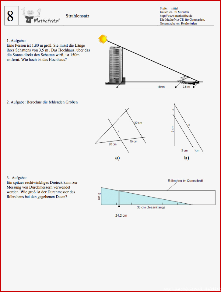 Strahlensatz Formel Aufgaben Klasse 9 Matheaufgaben