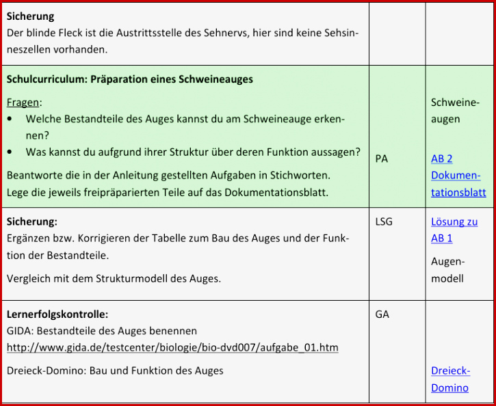 Stunde 6 Bau Des Auges Und Funktion Der Bestandteile