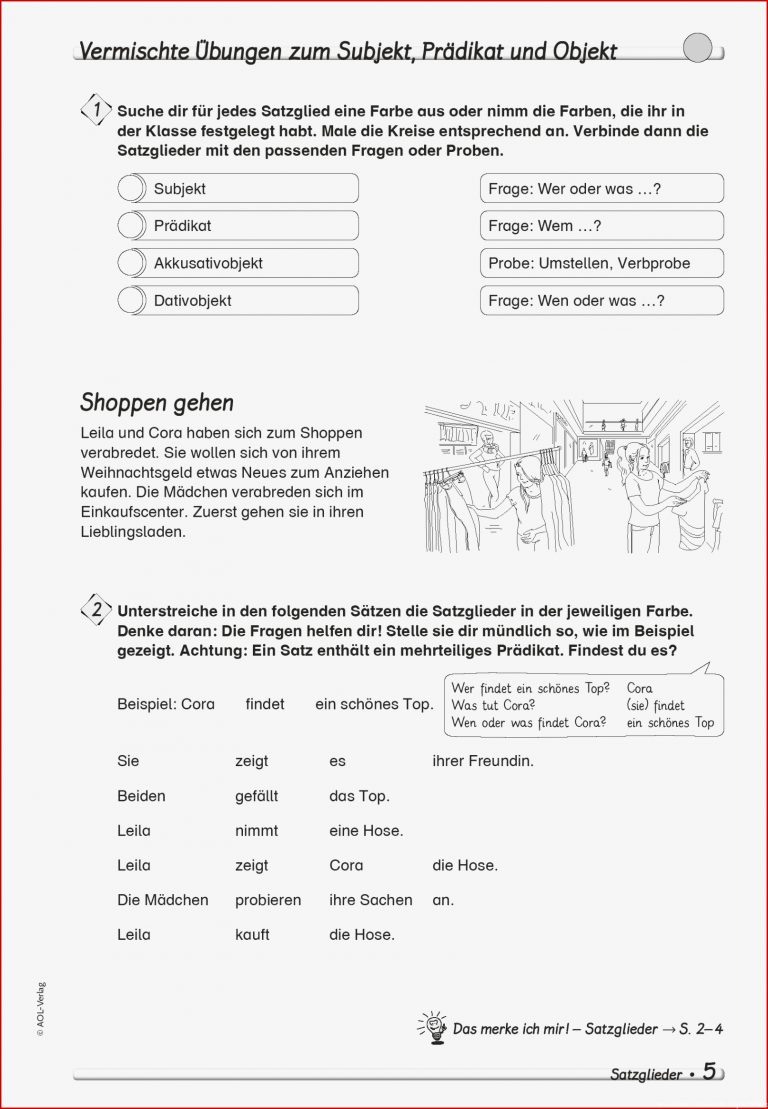 Subjekt Prädikat Objekt Beispiel Grundschule