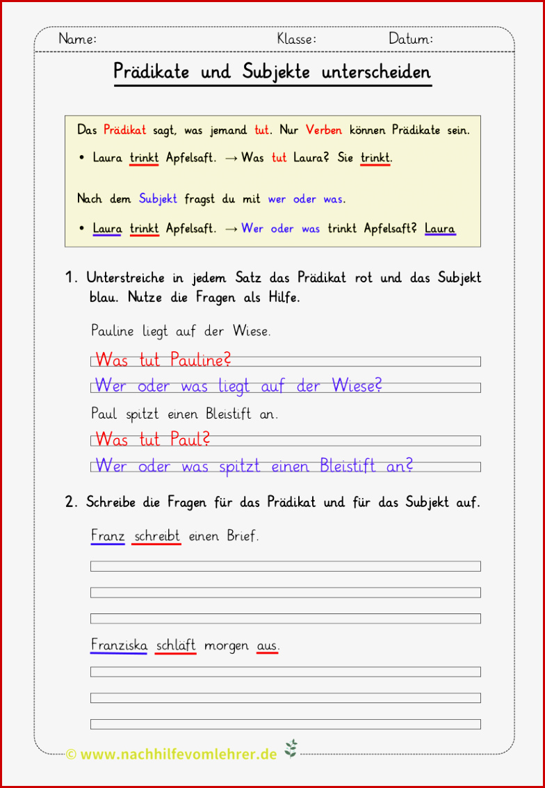 Subjekte Und Prädikate Unterscheiden