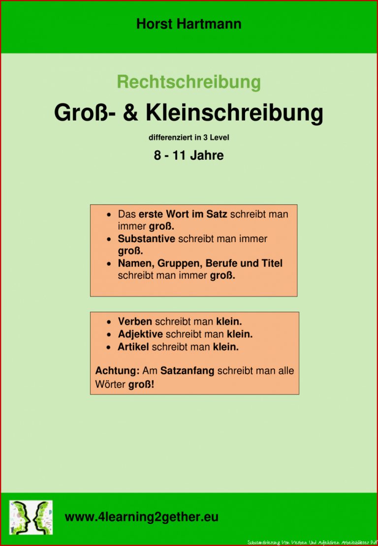 Substantivierung Von Verben Und Adjektiven Arbeitsblätter