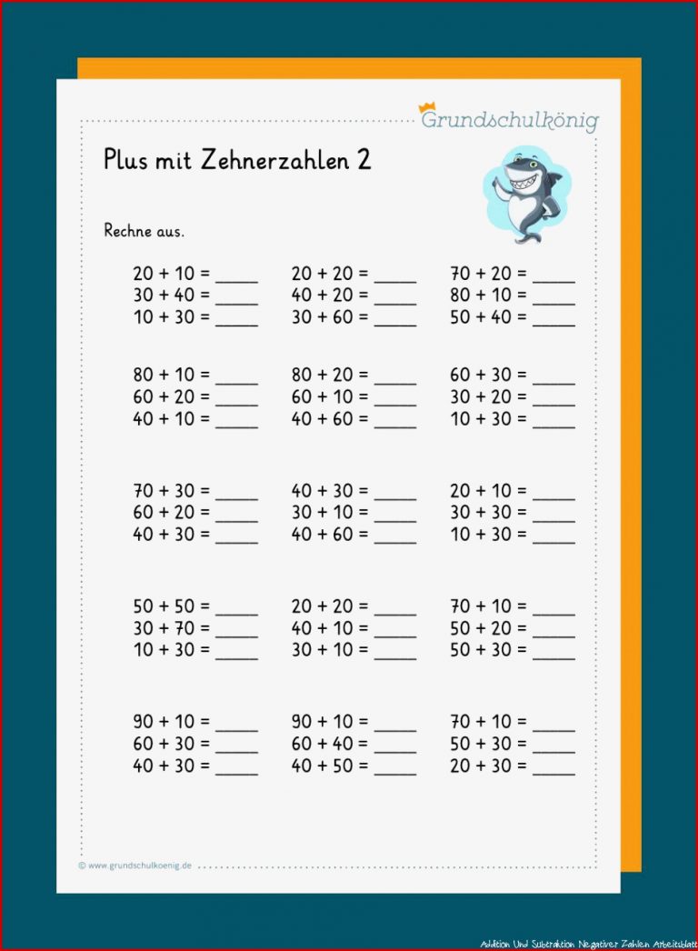 Subtraktion Addition Mit Zehnerzahlen