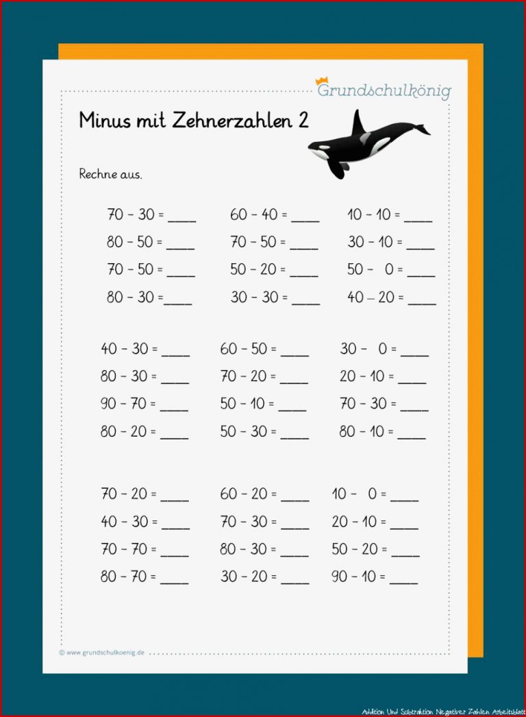 Subtraktion Addition mit Zehnerzahlen