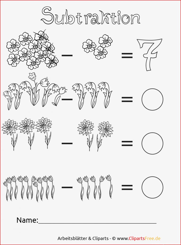 Subtraktion Im Zahlenraum 10 Matheaufgaben Zum Ausdrucken