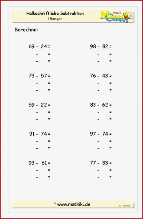 Subtraktion Mathe Arbeitsblätter Klasse 3 Worksheets