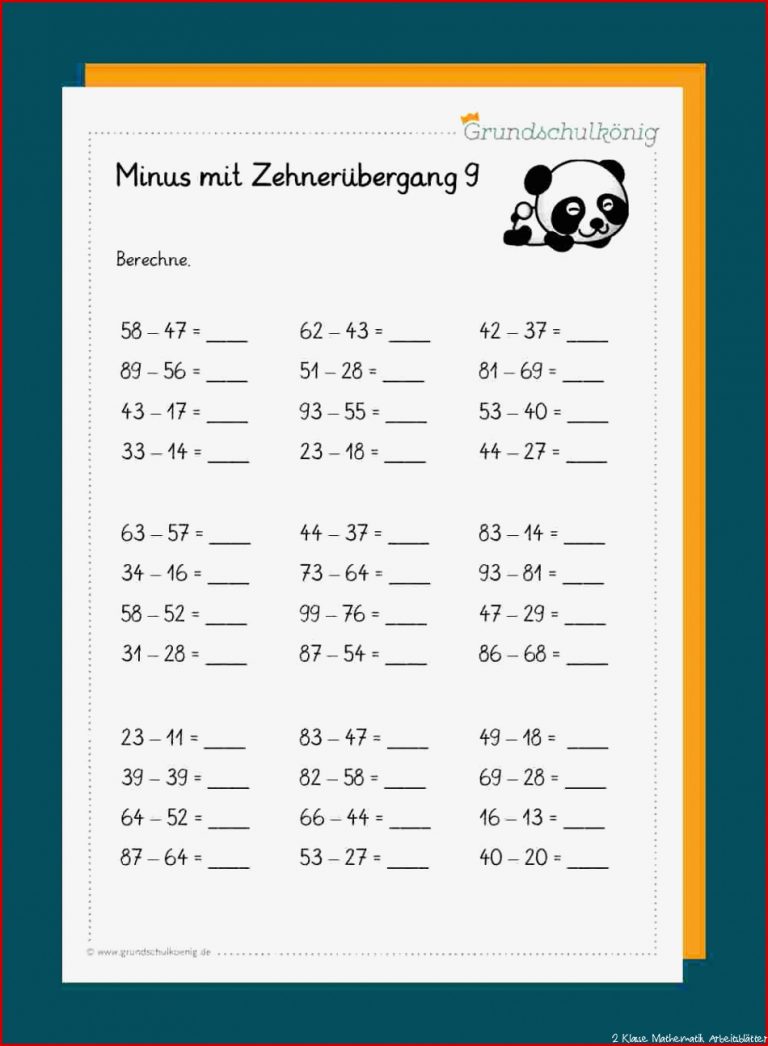 Subtraktion Mit ZehnerÃ¼berschreitung